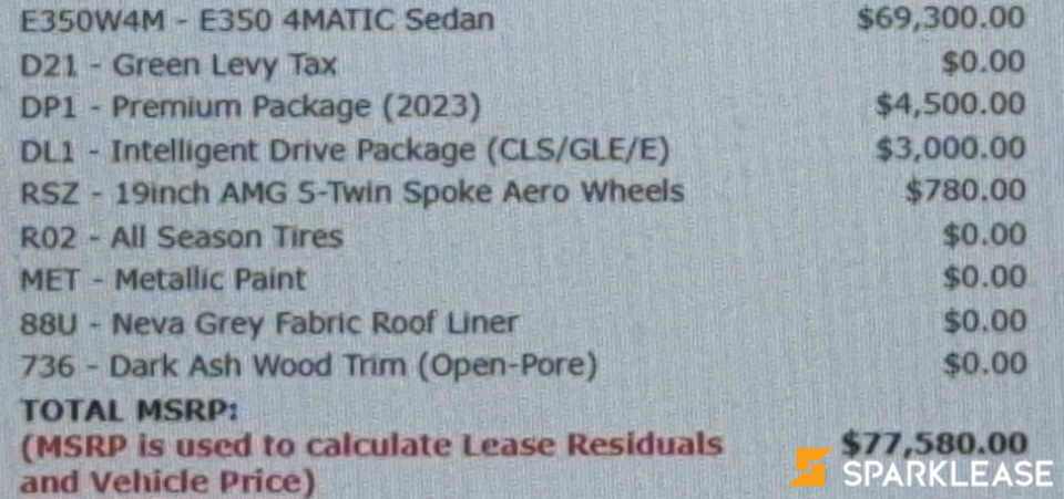 2023 BENZ E350 Sedan 超值新车, 多伦多, 原厂Lease方案